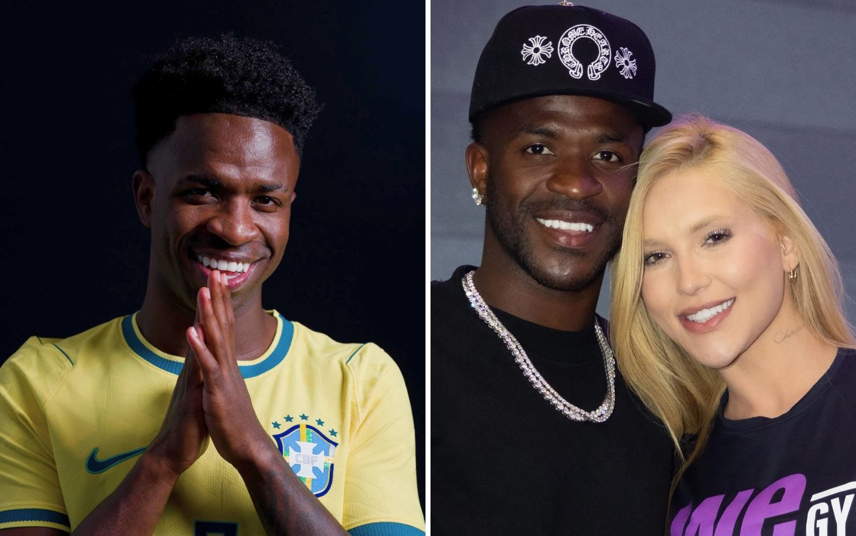 Antes e depois de Vini Jr. supreernde a web — Foto: Reprodução/Instagram de Vini Jr. e Virginia Fonseca